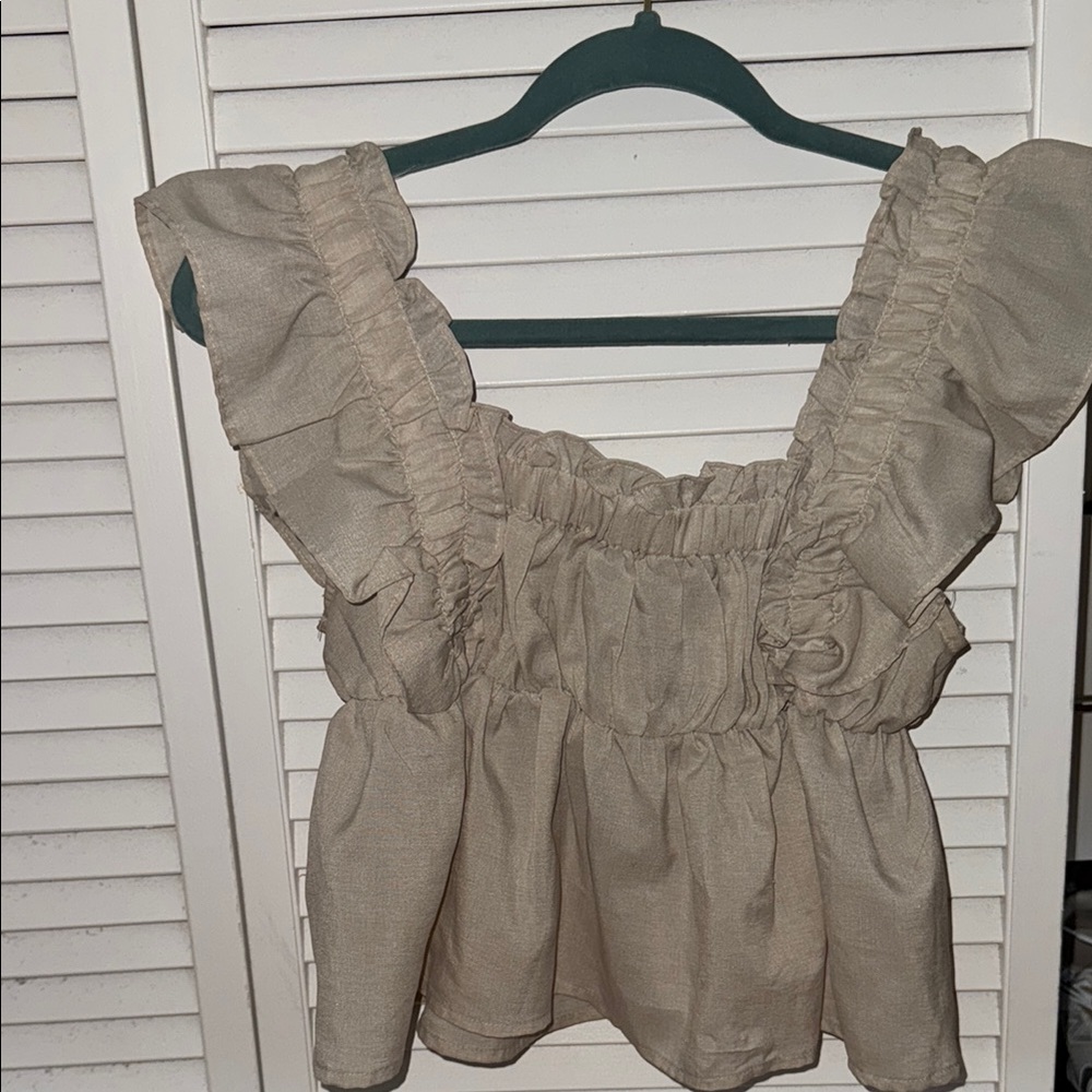 Ruffled Beige Women's Top